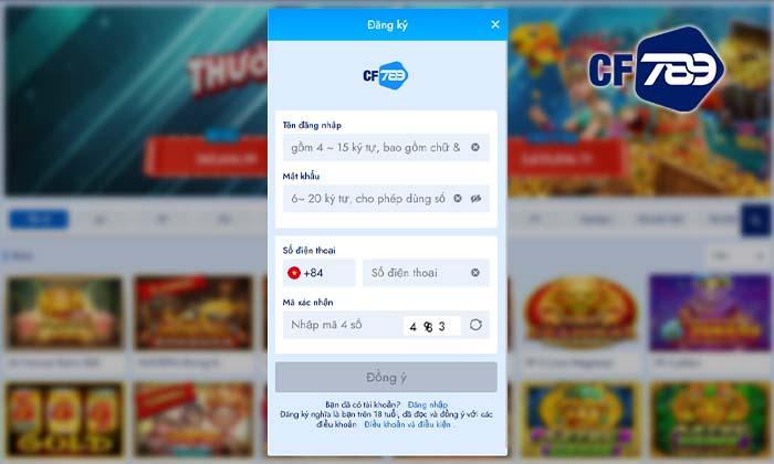 Điền thông tin để đăng ký CF789 Điền thông tin để đăng ký CF789